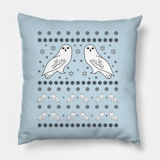 White owl - winter Pillow