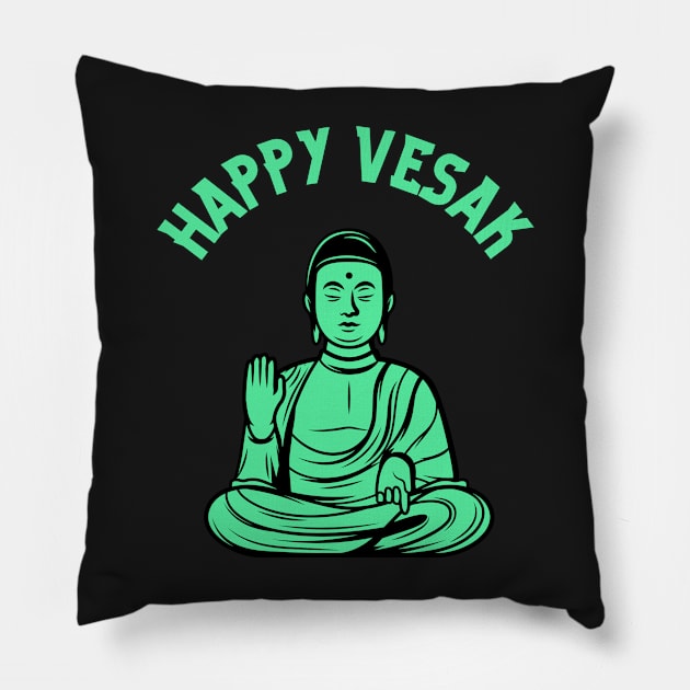 Happy Vesak Buddha Pillow by soulfulprintss8