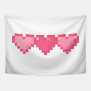 Pink Hearts in a Row Pixel Art Tapestry