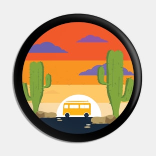 retro cactus sunset Pin