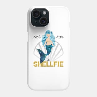 Mermaid: Let's take a shellfie (blue) Phone Case