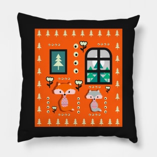 Little foxes waiting for Santa Pillow