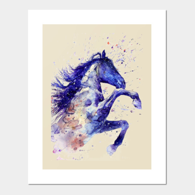 Horse Watercolor Hand Paint Splatter Watercolor Painting