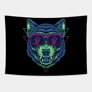 Retro Wild Wolf Tapestry