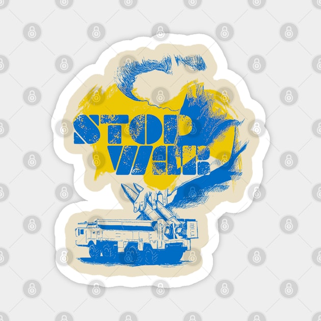 Stop the War in Ukraine Magnet by Black Tee Inc