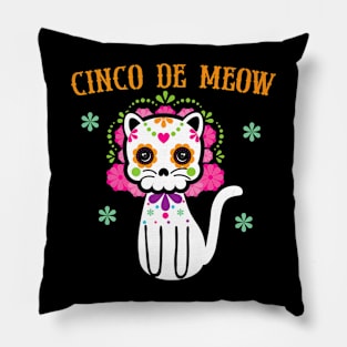 Meow Cat Skull Design Pillow