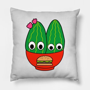 Cute Cactus Design #244: Prickly Pear Cacti In Burger Bowl Pillow