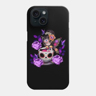 Sugar Skull Angel Fairy Purple Rose Coffee Halloween Costume Phone Case