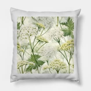 Watercolor Wildflower Queen Anne's Lace Pattern 2 Pillow