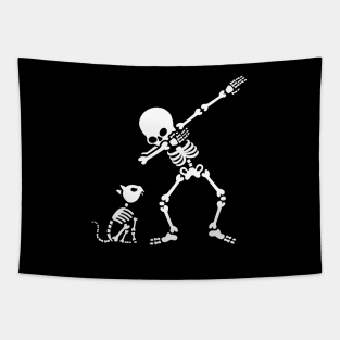 Dab dabbing skeleton Pet Cat Bones Tapestry