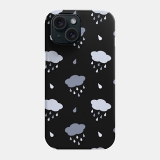 Rain Cloud Pattern in Black Phone Case