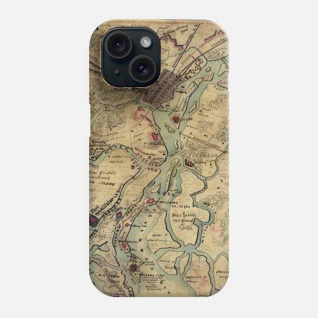 Vintage Savannah Georgia Civil War Map (1864) Phone Case by Bravuramedia