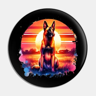 Watercolor Belgian Malinois Sunset Pin