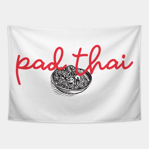 pad thai - Thai red - Flag color - with sketch Tapestry by habibitravels