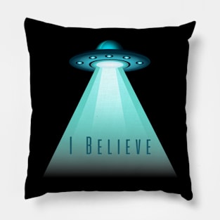 Flying Saucer I Believe' Shirt, Unisex Alien Encounter Tee Casual UFO Believer Wear Ideal Gift for Extraterrestrial Fans Pillow