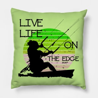 Vintage Sunset Retro Sunrise Black Kitesurfer Silhouette 6 Pillow