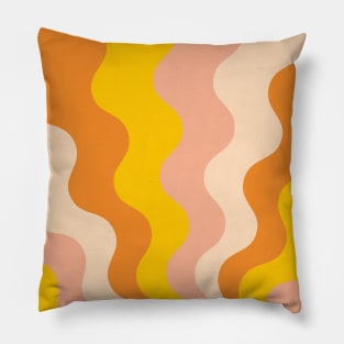 Retro groovy lines Seamless Pattern Yellow, Orange and Pink Pillow