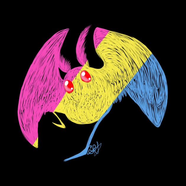 Pansexual Pride Mothman by Kitty_Castella