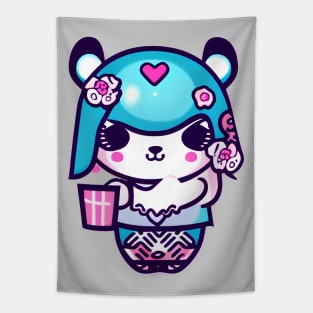 A CUTE KAWAI Panda illustration design Tapestry