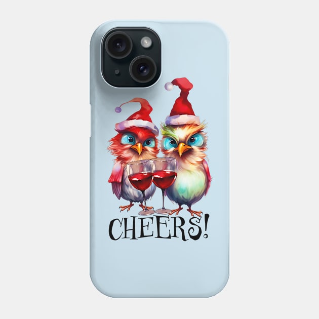 Cheers Funny Christmas Print Phone Case by Designs by Ira