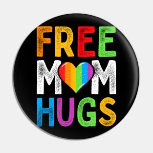 Free Mom Hugs Heart LGBT Ally Pride Month Retro Pin