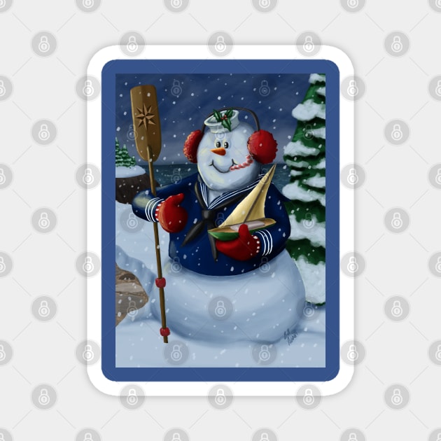 Navy Sailor Snowman Magnet by abbottcartoons