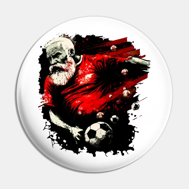 Santa Claus Sports Player - Soccer Futball Football - Graphiti Art Graphic Trendy Holiday Gift Pin by MaystarUniverse