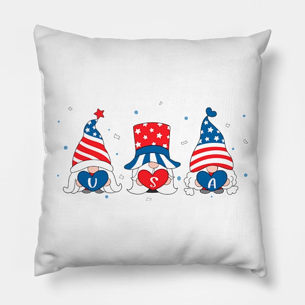 American Patriot Gnomes Pillow by Merilinwitch
