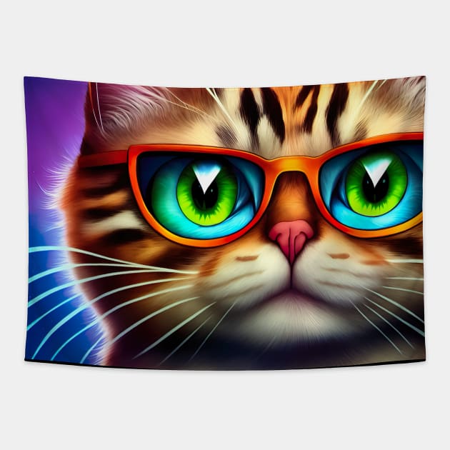 Colorful Cat Art Designs Tapestry by Flowers Art by PhotoCreationXP