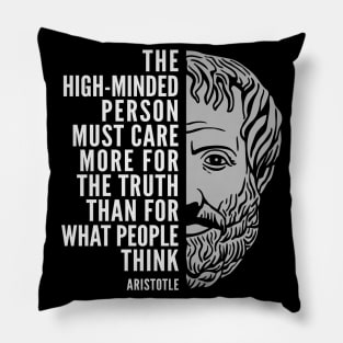 Aristotle Popular Inspirational Quote: Care More For the Truth Pillow