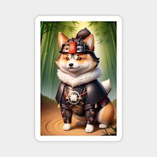 A cute samurai corgi dog #2 Magnet