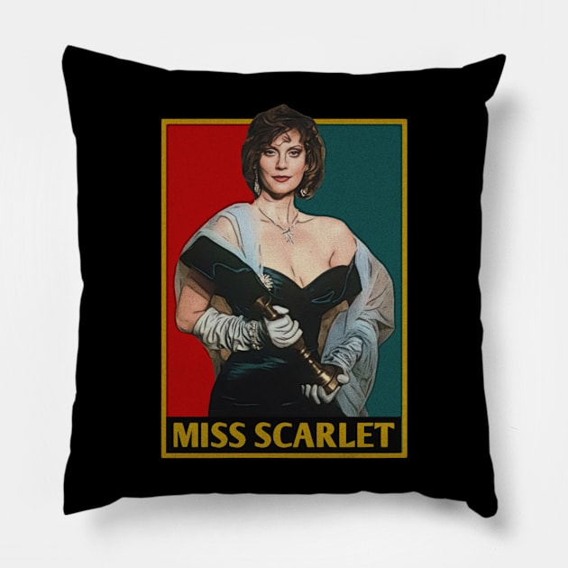 Retro style miss scarlet Pillow by Droneiki