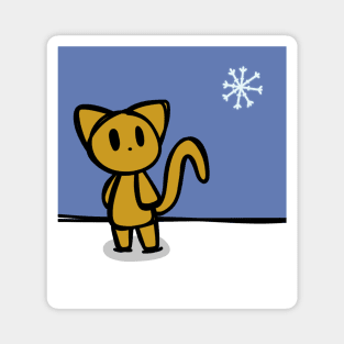 First Snowflake Cute Winter Cat Magnet