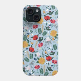 Pretty Colorful Wild Floral Light Blue Design Phone Case