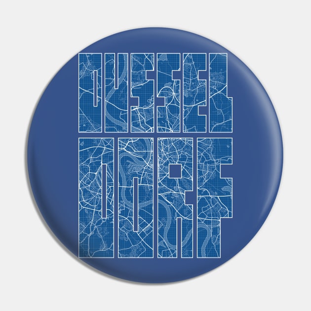 Dusseldorf, Germany City Map Typography - Blueprint Pin by deMAP Studio