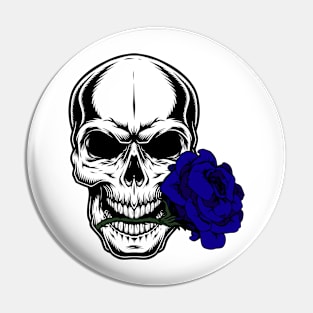 SKULL WITH BLUE ROSE 03 Pin