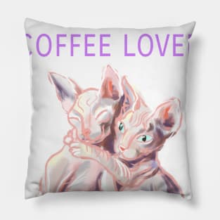 Cat mother coffee lover, sphynx cats t-shirt Pillow