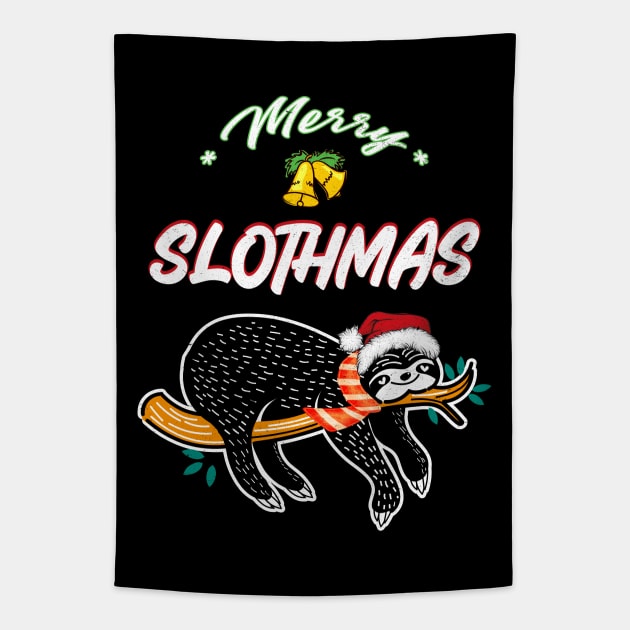 Merry Slothmas Tapestry by MZeeDesigns