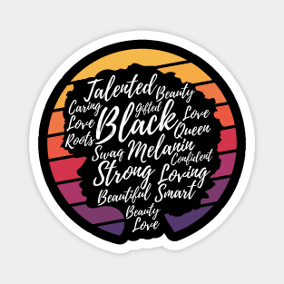 Black History Month Afro Word Art Strong Black Women Magnet