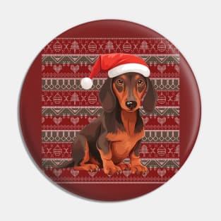 Funny Dachshund Dog Christmas Ugly Pin