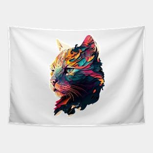 Fiery Paper Cat Portrait Tapestry