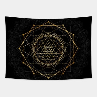 Golden sacred yantra Tapestry