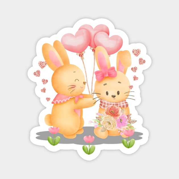 Romantic Bunny Couple Magnet by Athikan