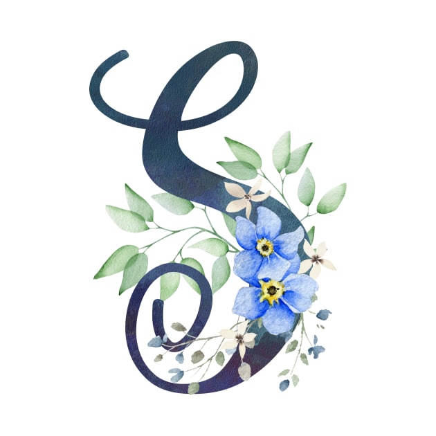 Floral Monogram S Wild Blue Flowers by floralmonogram