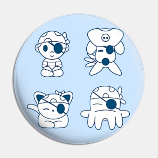 Pack of stickers, boy, dog, cat and pirate octopus Pin