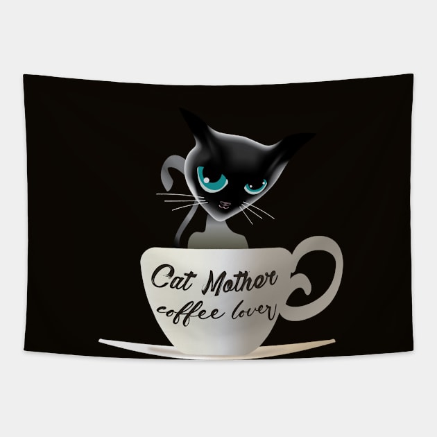 Cat Mother coffee lover (siamese cat) Tapestry by ArteriaMix