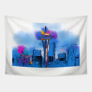 The Space Needle In Soft Abstract Tapestry