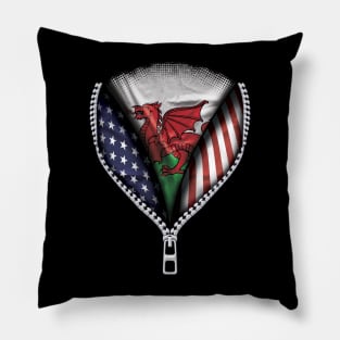 Welsh Flag  Wales Flag American Flag Zip Down - Gift for Welsh From Wales Pillow