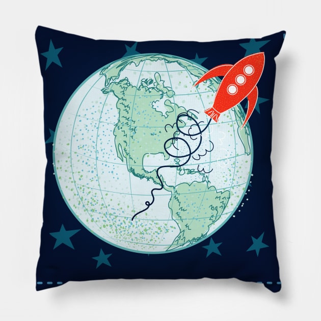 Cute Space Stamp Pillow by SWON Design