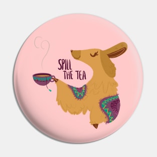 Spill The Tea Llama Pin